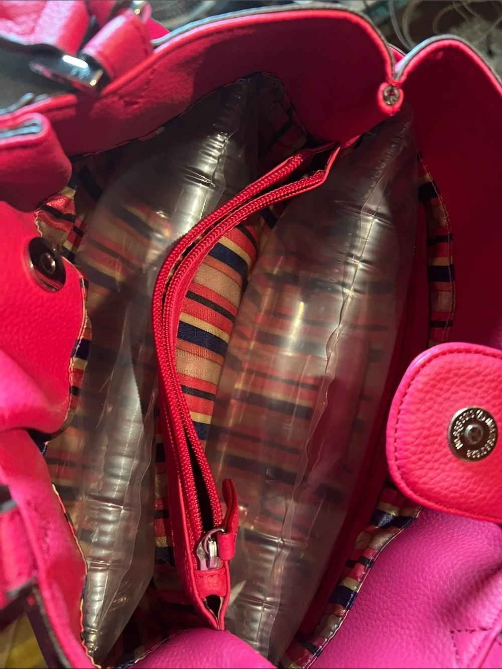 Tignanello Pink Leather Drawstring Tote